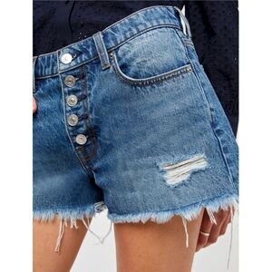 7FAM Monroe Exposed Button Denim Shorts